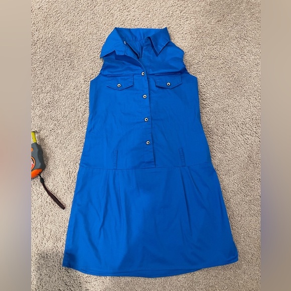 No Brand Junior Blue Sleeveless Twisted Y-Back Mini Dress - Picture 2 of 8